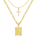 Cross Initial Necklace Set | Gold