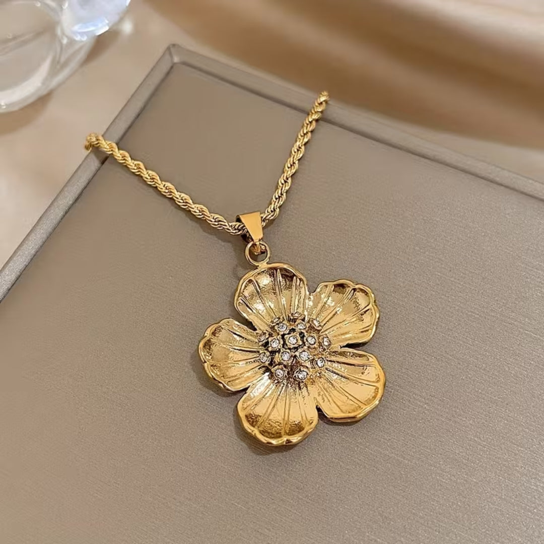 Golden Bloom Flower Necklace