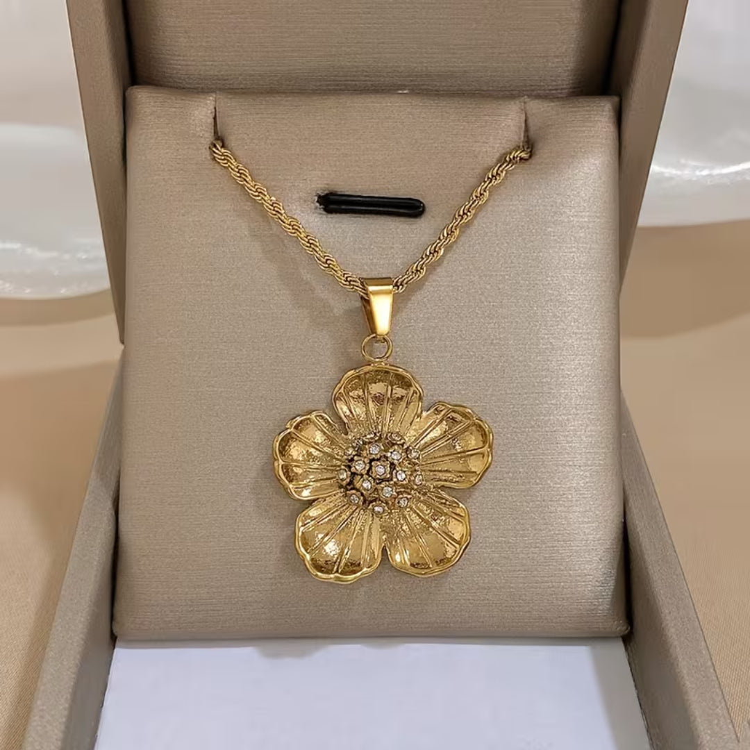 Golden Bloom Flower Necklace