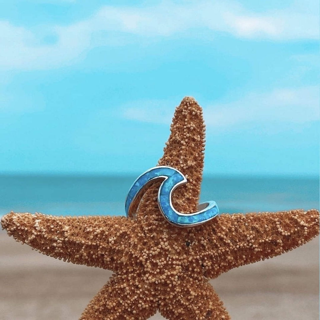 Silver Blue Opal Wave Ring VIP