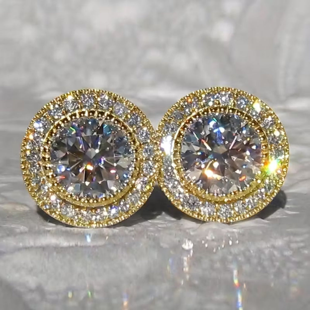 Classic Double Halo Stud Earrings