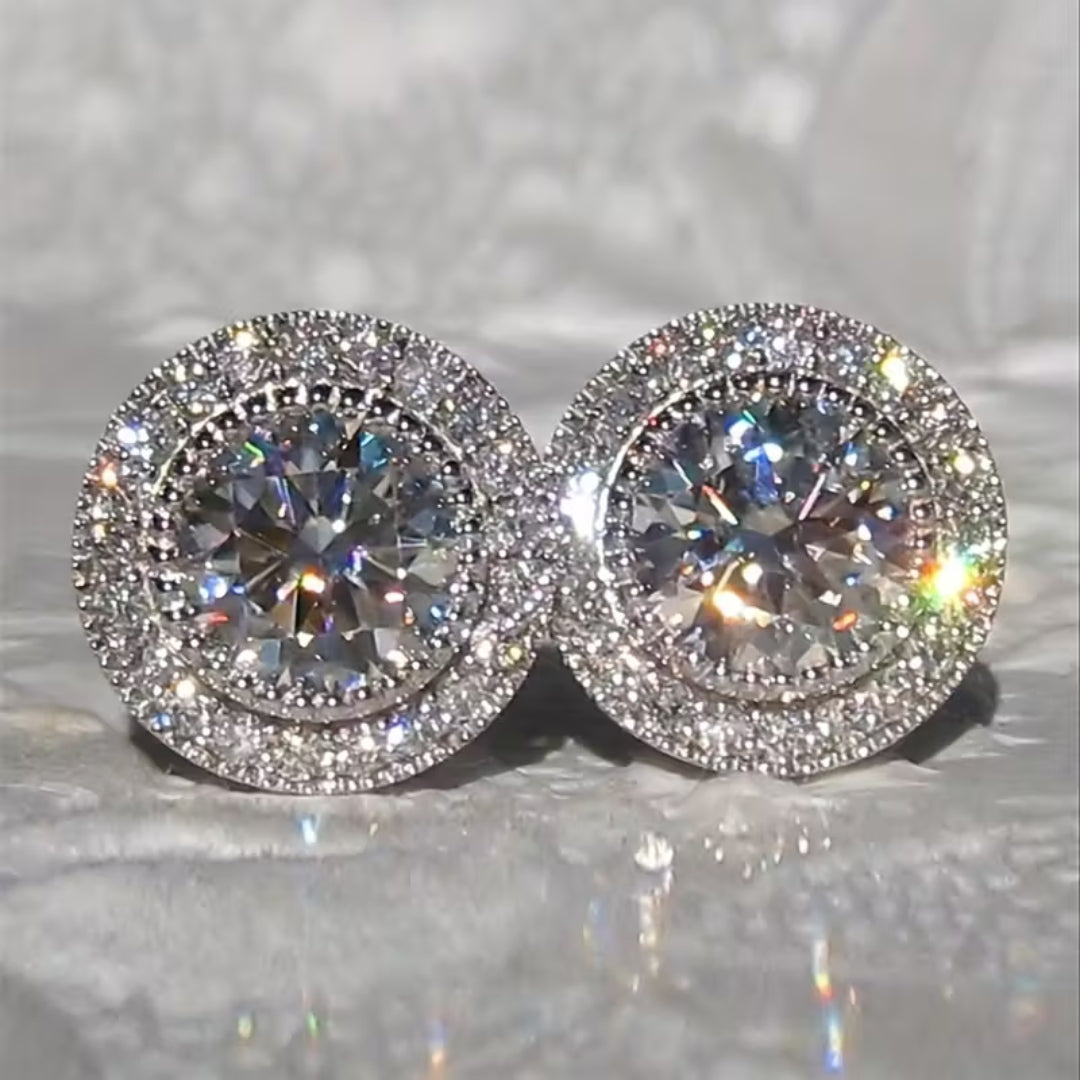 Classic Double Halo Stud Earrings