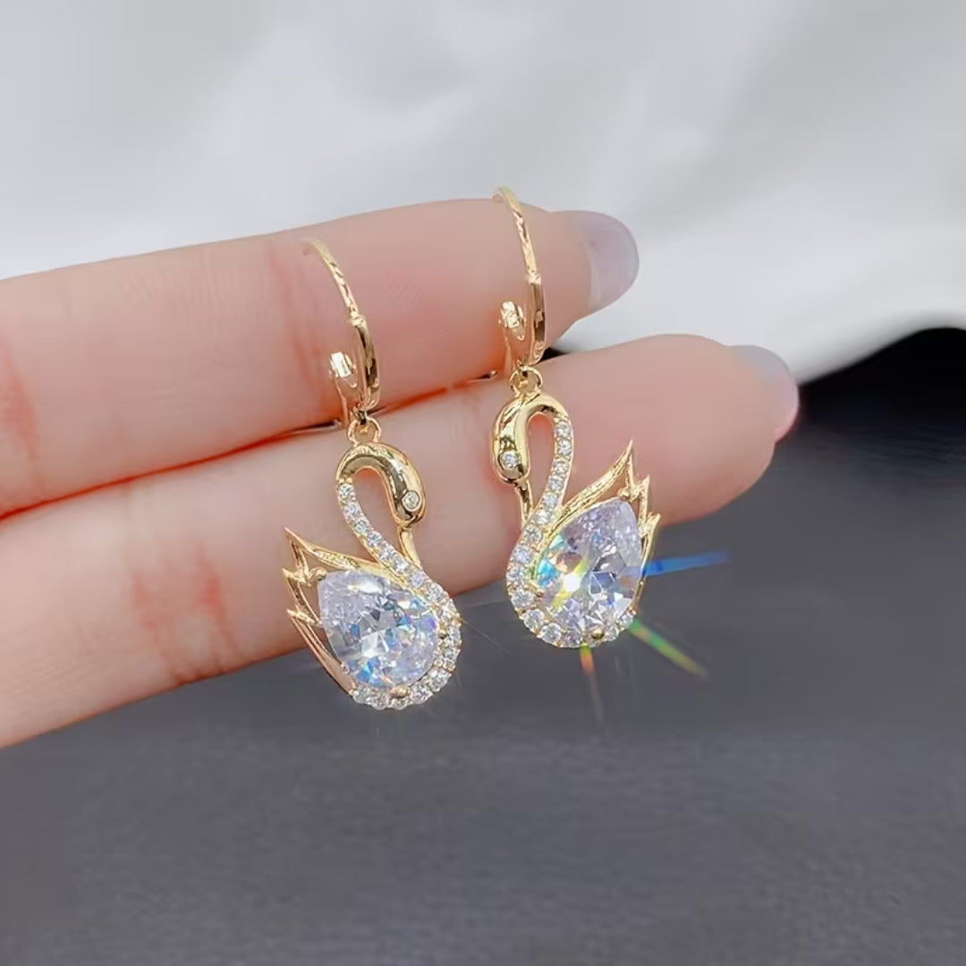 Swan Drop Crystal Earrings