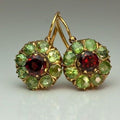 Chic Green and Red Crystal Round Earrings