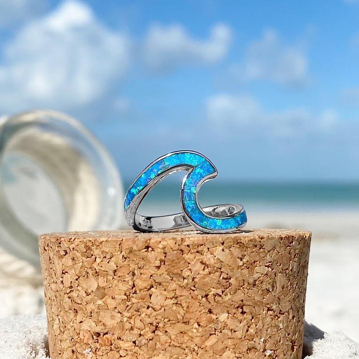 Silver Blue Opal Wave Ring VIP