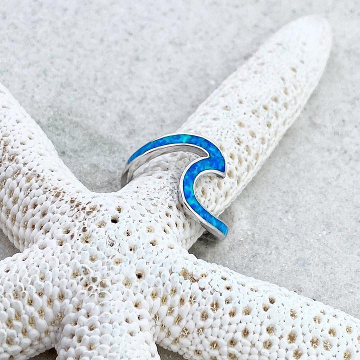 Silver Blue Opal Wave Ring VIP