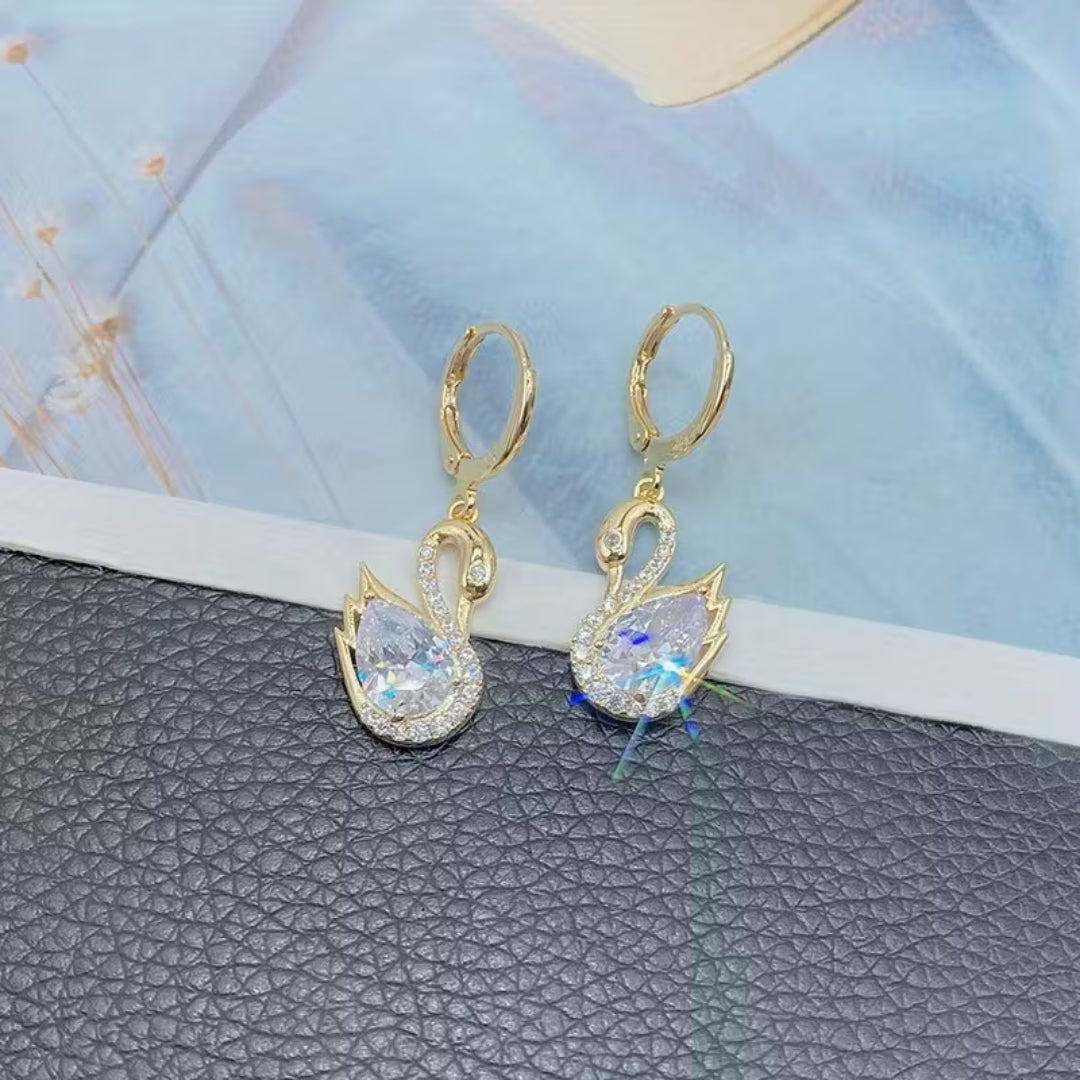 Swan Drop Crystal Earrings