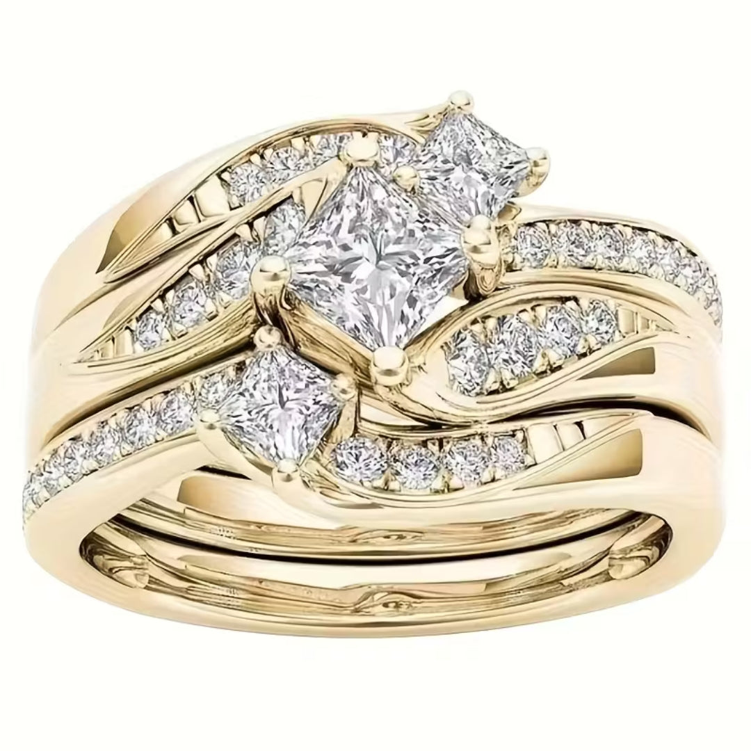 Princess Cut Triple Halo Ring