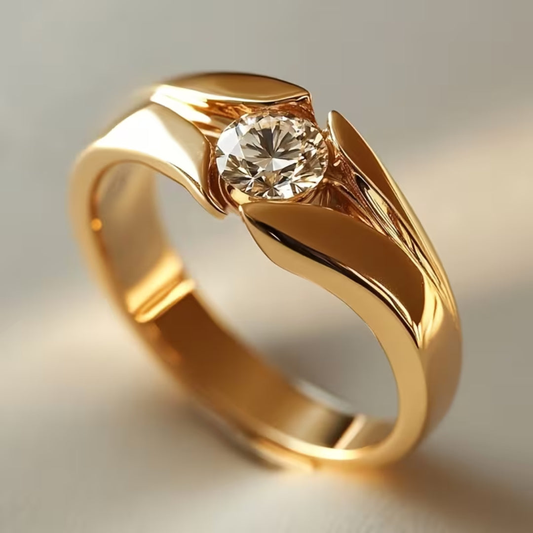 Modern Sculpted Solitaire Ring