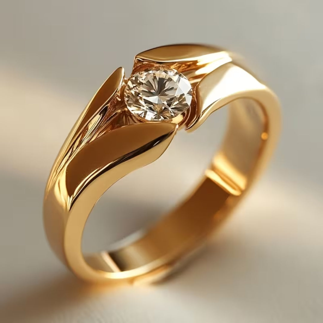 Modern Sculpted Solitaire Ring