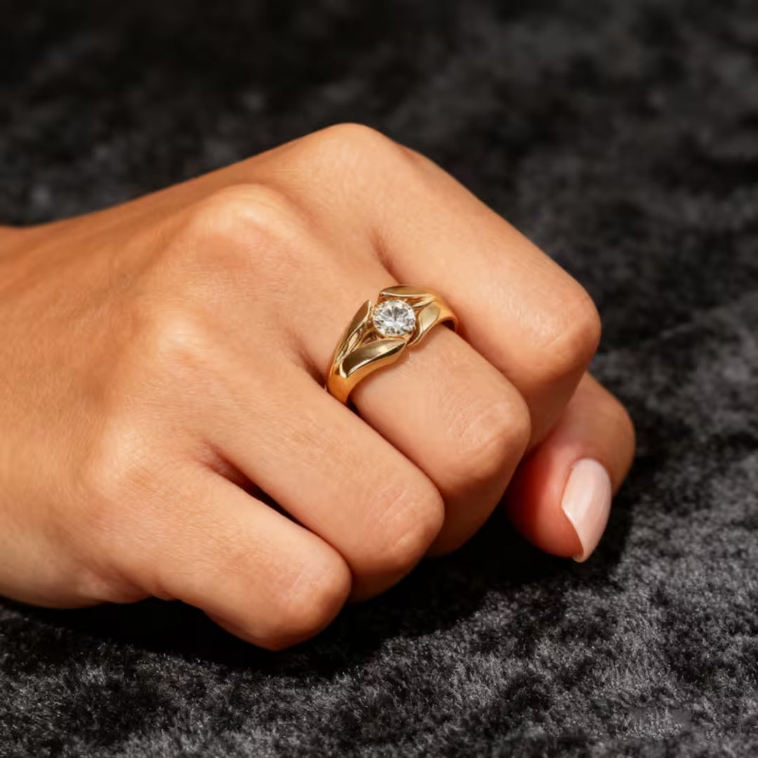 Modern Sculpted Solitaire Ring