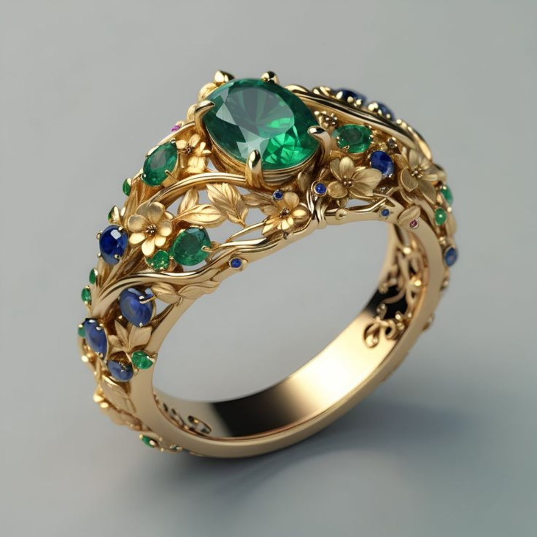 Elegant Emerald & Sapphire Luxe Ring VIP