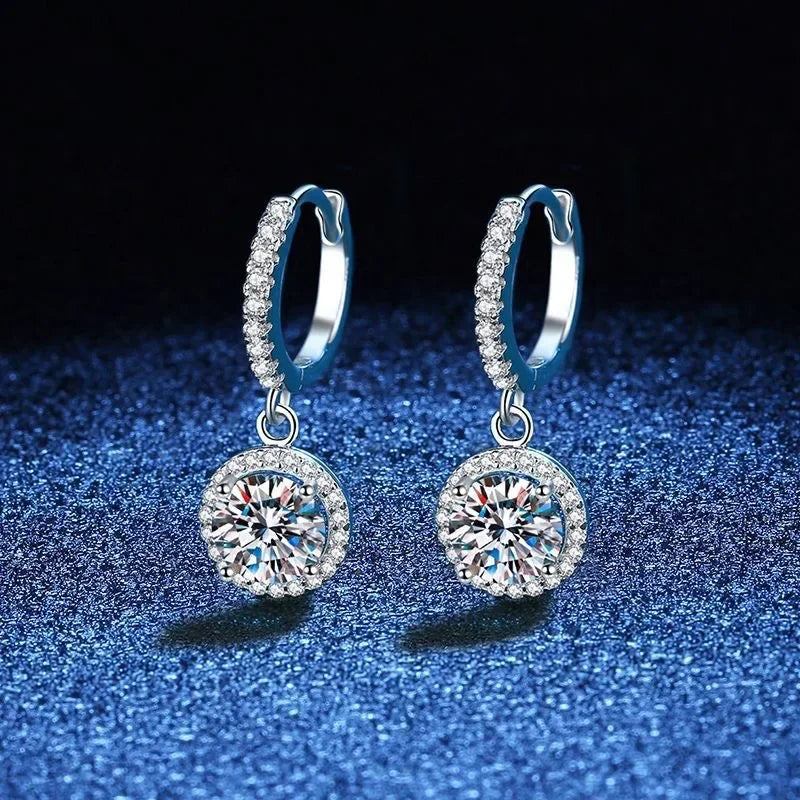 Sterling Silver 1 Carat Moissanite Earrings /