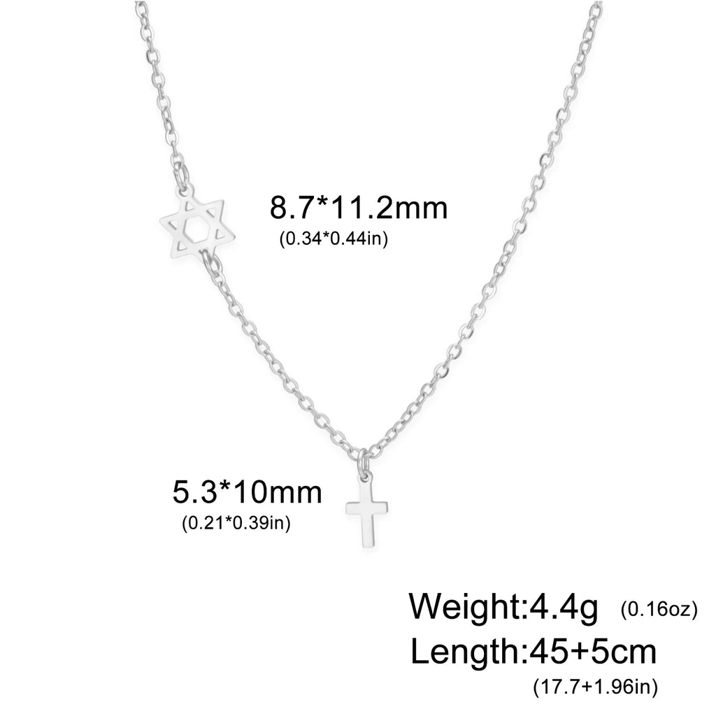 Sacred Star and Cross Pendant Necklace