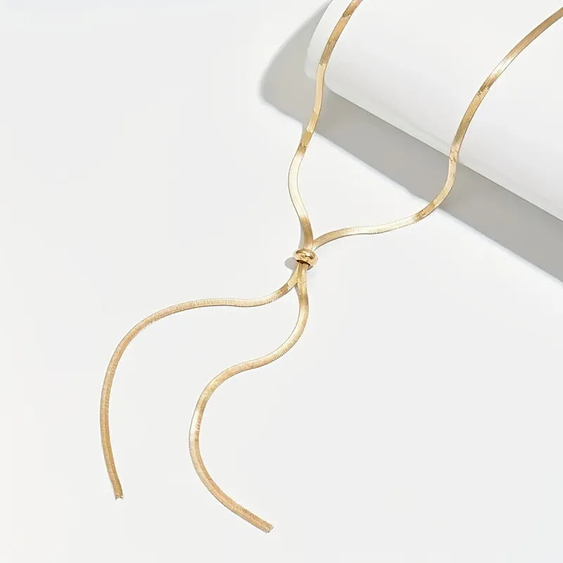 Soraya Long Flat Snake Y Necklace