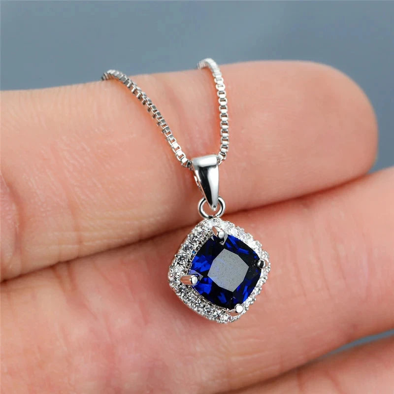 Isadora Sapphire Halo Necklace
