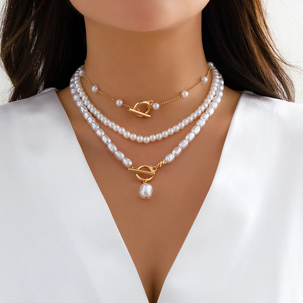 Seraphine Y2K Inspired Pearl Link Necklace