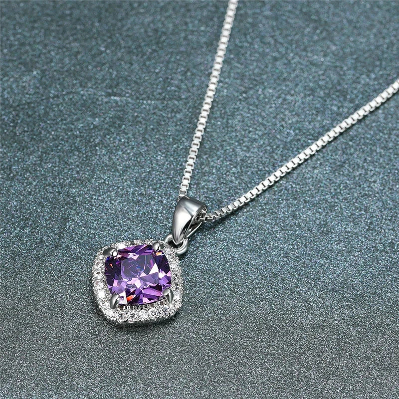 Isadora Sapphire Halo Necklace