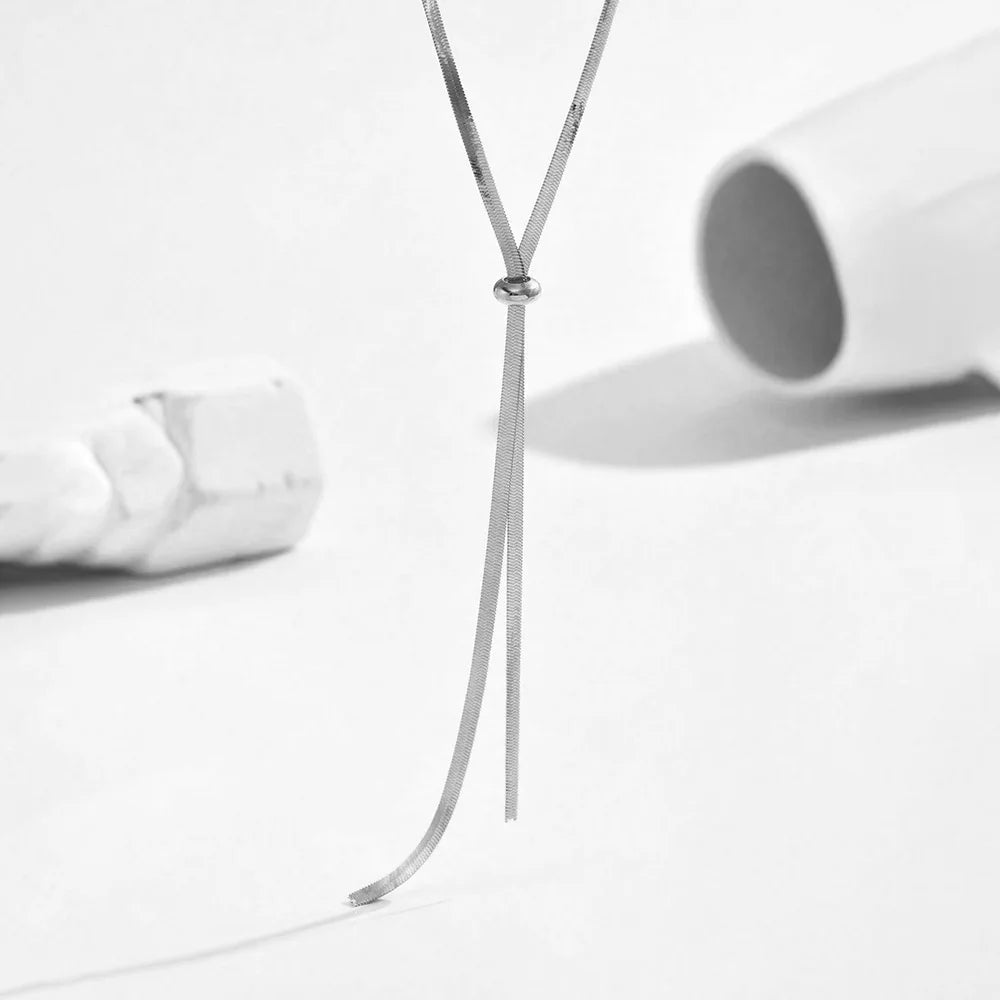 Soraya Long Flat Snake Y Necklace