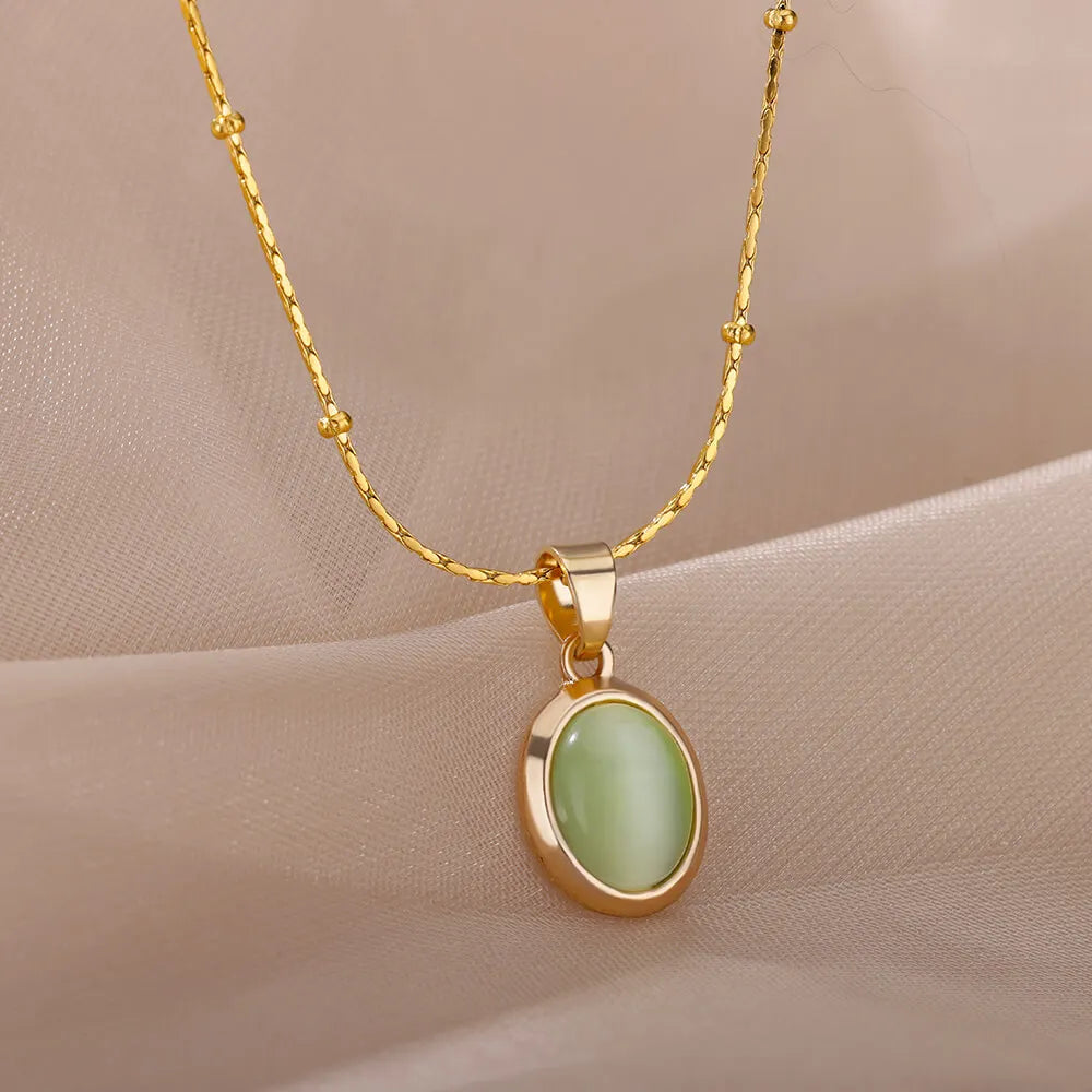 Elise Oval Stone Necklace