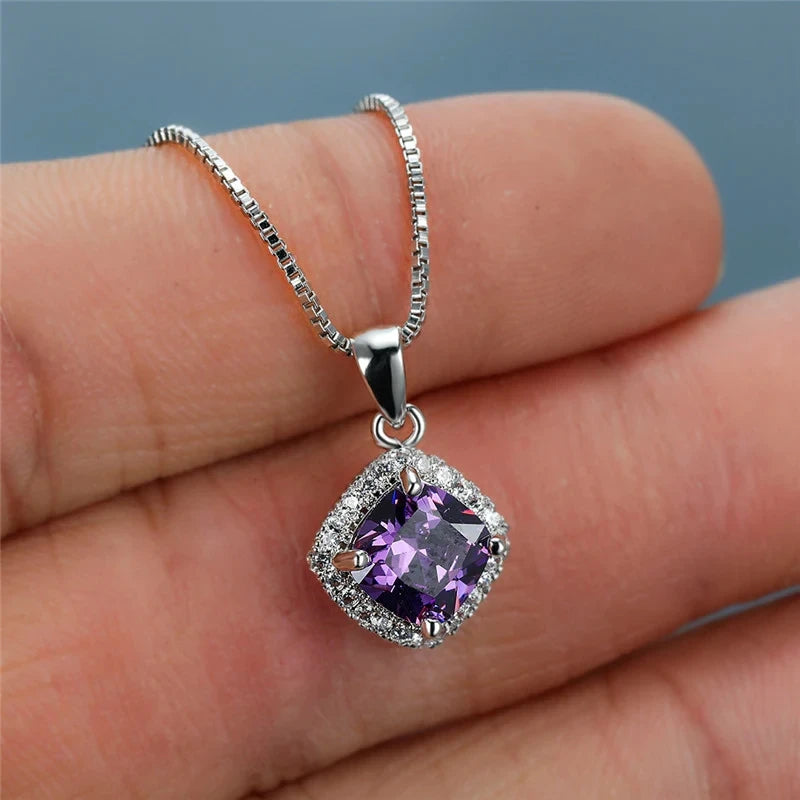 Isadora Sapphire Halo Necklace