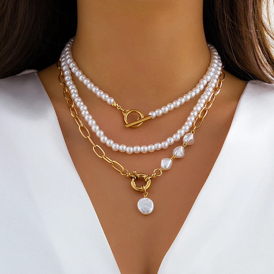 Seraphine Y2K Inspired Pearl Link Necklace