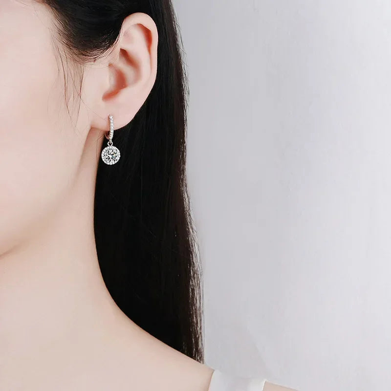 Sterling Silver 1 Carat Moissanite Earrings