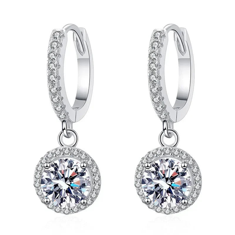 Sterling Silver 1 Carat Moissanite Earrings /