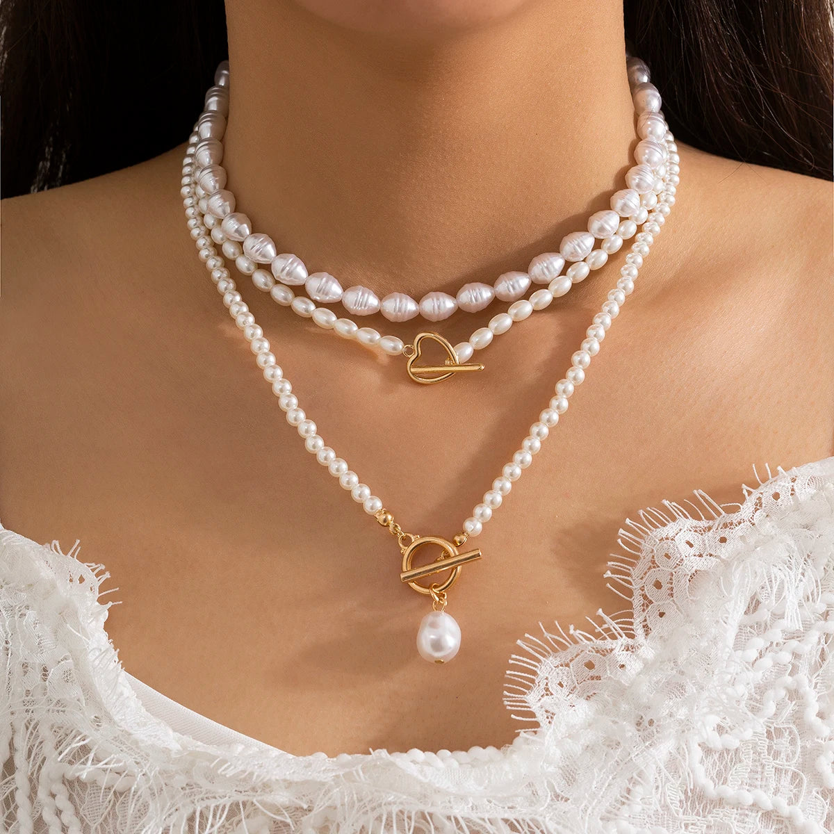 Seraphine Y2K Inspired Pearl Link Necklace