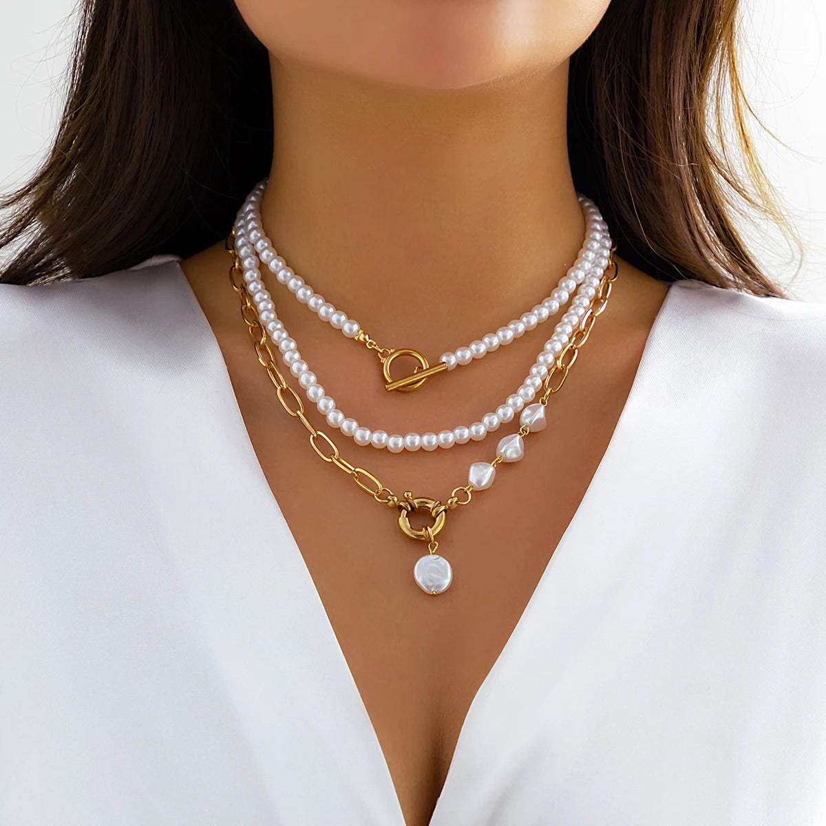 Seraphine Y2K Inspired Pearl Link Necklace