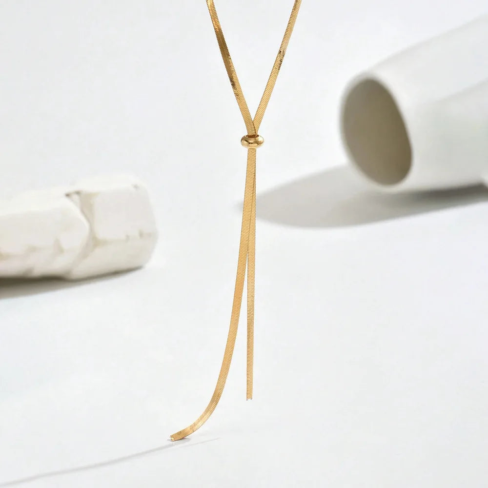 Soraya Long Flat Snake Y Necklace