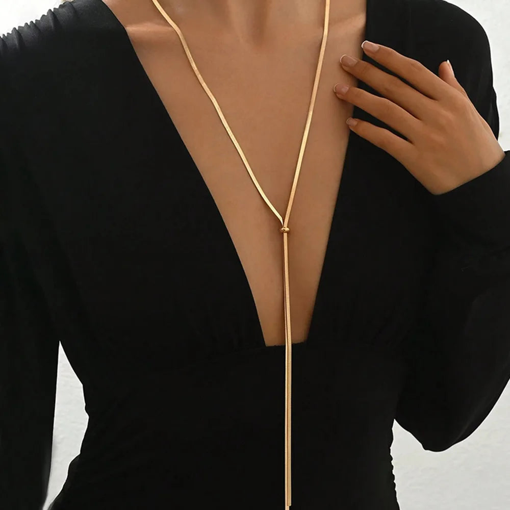 Soraya Long Flat Snake Y Necklace
