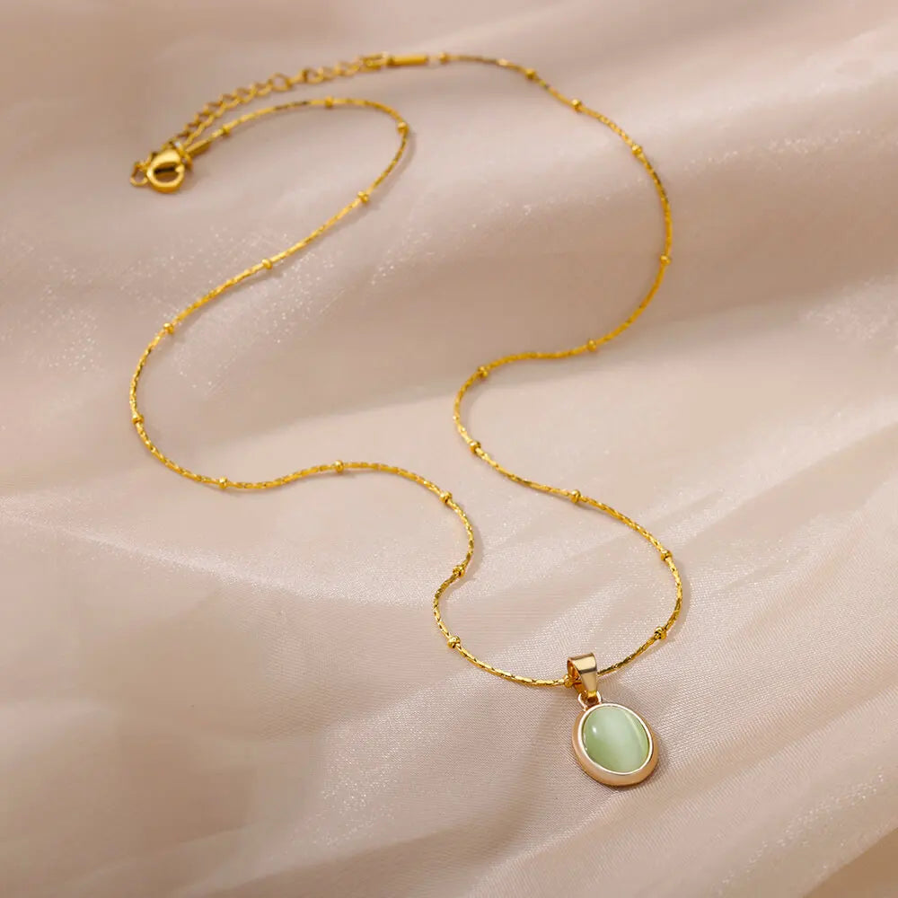 Elara Jade Oval Necklace