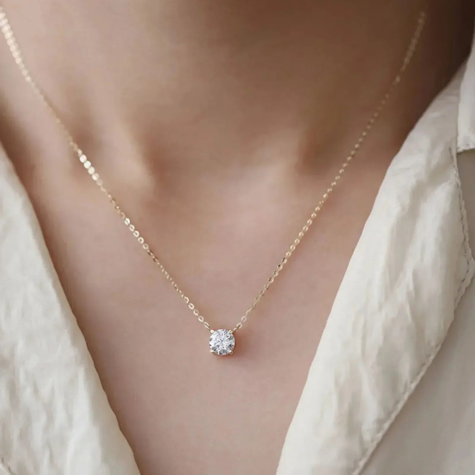 Sterling Silver 18K Gold Plated Zircon Necklace