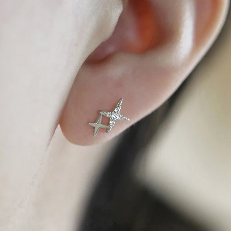Elara Celestial Cross & Star Stud Earrings