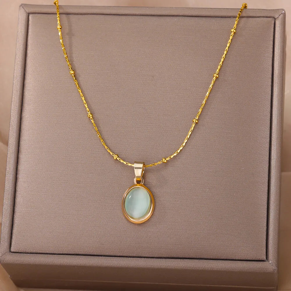 Elara Jade Oval Necklace