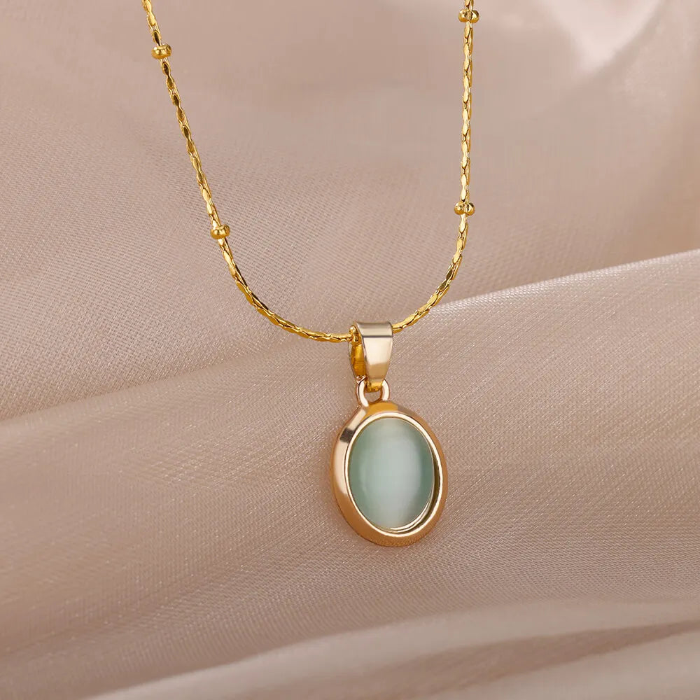Elara Jade Oval Necklace