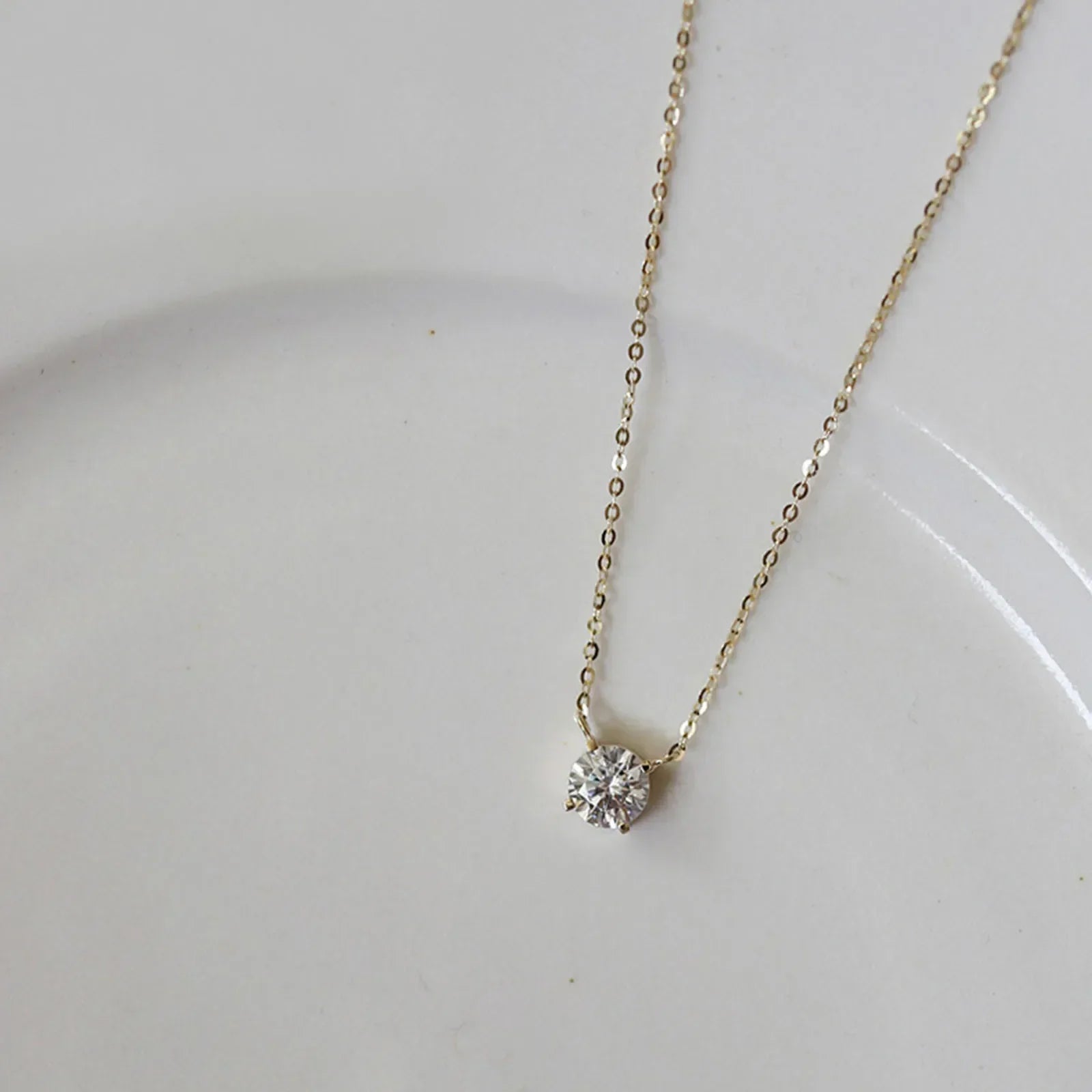Sterling Silver 18K Gold Plated Zircon Necklace