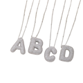 Bubble letter initial necklace set | White Gold