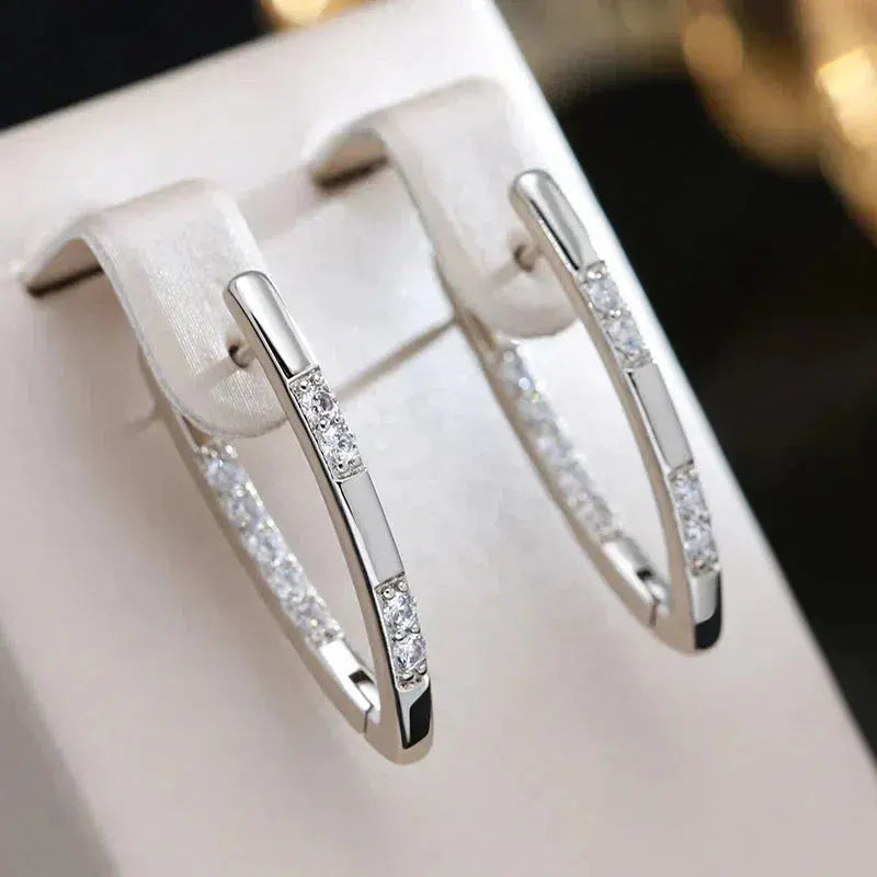 Sophisticated Earrings with Zirconia Stones /
