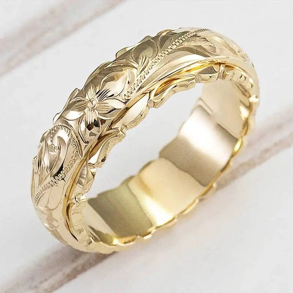 Antique-Inspired Gold Flower Ring /