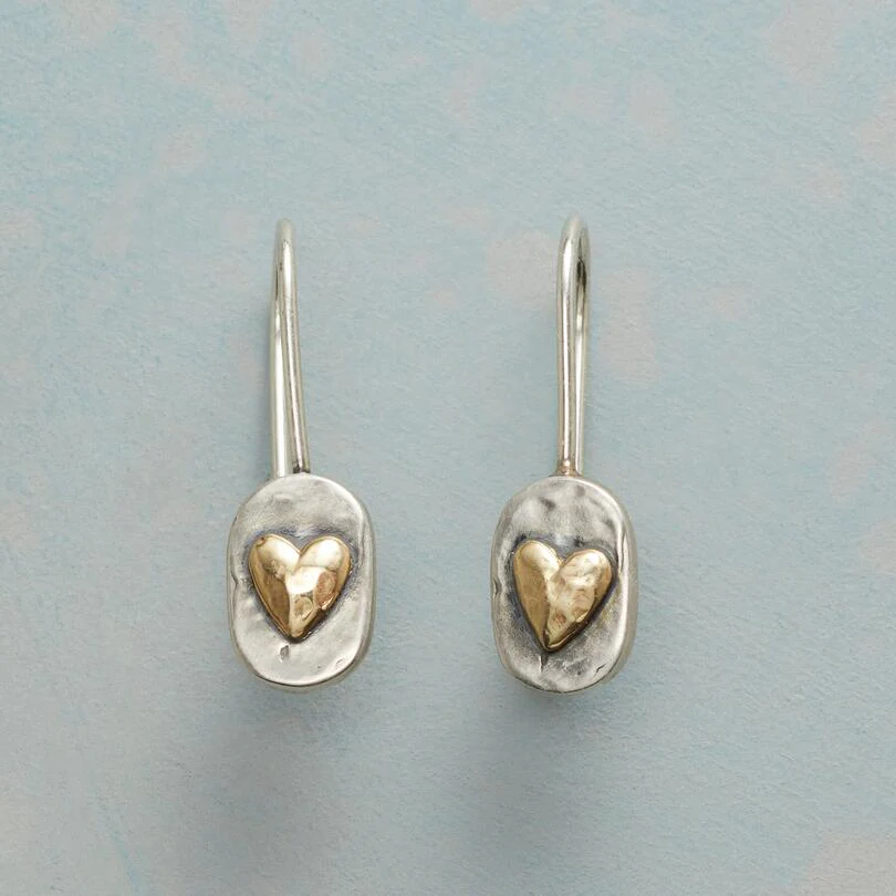 Heart Earrings with silver and gold /