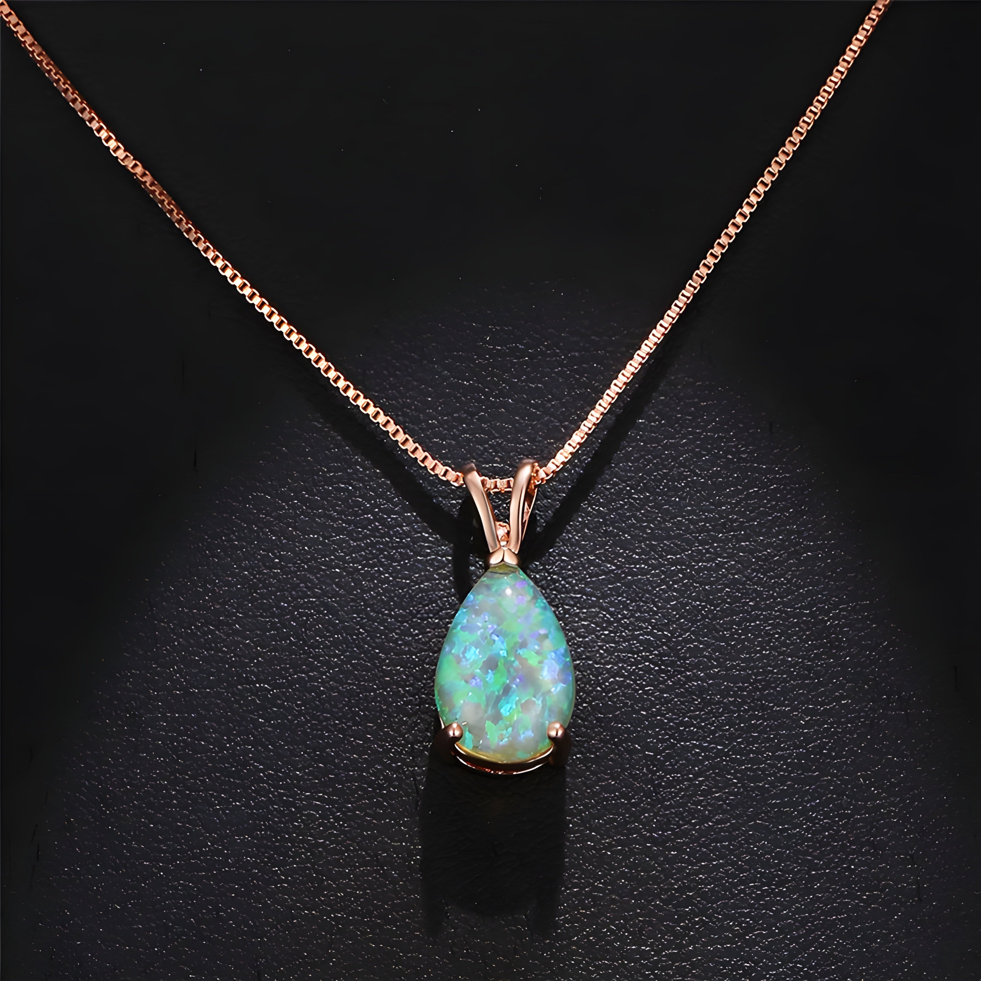 Azure Opal Teardrop Necklace