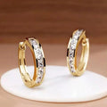 Chic Gold & Crystal Hoop Earrings /
