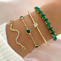 Vintage Green Zirconia Bracelet Set /