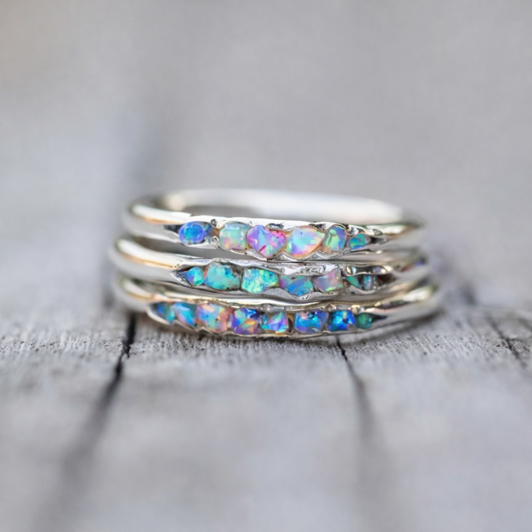 Vintage Layered Blue Stones Silver Ring